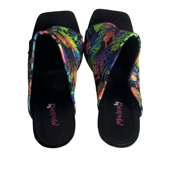 Madrag Ross Floral Print Square Toe Slip On Heel - Picture 3 of 7